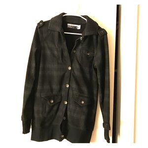 Burton flannel military button shoulder sweater